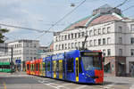 Be 6/8 Combino 306 FC Basel, auf der Linie 8, fährt zur Haltestelle am Bahnhof SBB. Die Aufnahme stammt vom 18.08.2018.