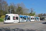 Be 6/8 Flexity 5008 mit der Werbung für Tissot Uhren, anlässlich der Messe Basel World 2019, bedient die Haltestelle St. Alban Tor. Die Aufnahme stammt vom 29.03.2019.