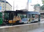 BVB - Triebwagen Be 4/4 502 mit Vollwerbung fr Kse bei der Haltestelle vor dem SBB Hauptbahnhof in Basel am 09.06.2007