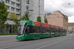 Während der Grossbaustelle am Bankverein, werden fast alle Linien umgeleitet oder verlängert. Am 30.09.2019 fährt der Be 6/8 Flexity 5015,auf der Linie 1, Richtung Haltestelle Gewerbeschule. 