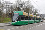 Be 4/6 Flexity 6016, auf der Linie 3, bedient am 01.03.2023 die Haltestelle St. Alban Tor.