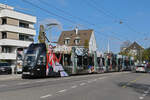 Be 6/8 Flexity 5006 mit der Zalando Werbung, auf der Linie 6, bedient am 30.10.2024 die Haltestelle Kirche in Allschwil.