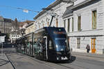 Be 4/6 Flexity 6013 mit der SALT Werbung, auf der Linie 15, fährt am 03.03.2025 den Steinenberg hoch zur Haltestelle Bankverein. Aufnahme Basel.