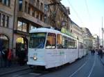 BVB - ehemaliges Berner Tram Be 8/8 717 unterwegs in Basel mit Vollwerbung fr den Basler Zoo auf der Linie 14 als Be 8/8  353 am 03.11.2007