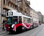 BVB - Tram Be 4/8 677 mit Werbung unterwegs auf der Linie 16 am 15.03.2008