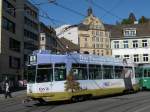 Motorwagen 479 mit der IWB Vollwerbung auf der Linie 15/16 fhrt am Barfsserplatz Richtung Bankverein.