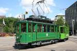 BVB 47  Anggerbliemli  (Butterblume) am 27.07.10 als Sonderfahrt am Bahnhof SBB. Der 331 dient als Anhngerli