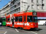 BVB - Tram Be 4/4 495 mit Werbung unterwegs auf der Linie 14 in Basel am 04.05.2012