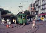 Basel BVB Tram 7 (Be 2/2) Centralbahnplatz am 29. Juni 1976.