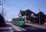 Basel BVB Tram 16 (Be 4/4 466) Margarethenstrasse am 29. Juni 1976.