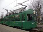 Der Be 4/4 497 hat als erster Wagen den Logo Zusatz BASEL ERFAHREN erhalten. Hier steht der Wagen an der Endstation in Pratteln. Die Aufnahme stammt vom 29.01.2013.