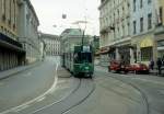 Basel BVB Tram 1 (Be 4/6 662) Steinenberg am 7. Juli 1990.
