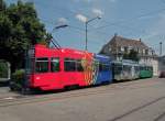 FCB Zug mit dem Be 4/4 490, dem B 1480 S und dem B 1459 in der Schlaufe beim Depot Dreispitz.