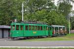 Be 2/2 181 zusammen mit dem B2 Sommerwagen 1077 wartet auf einer Extrafahrt in der Schlaufe beim Eglisee. Die Aufnahme stammt vom 04.08.2015.