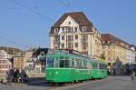 Be 4/4 465 zusammen mit dem B 1496 S auf der Linie 15 überqueren die Mittlere Rheinbrücke. Die Aufnahme stammt vom 30.12.2015.