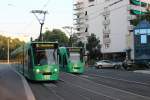 Basel BVB Tram 8 (Siemens-Combino Be 6/8 320 / Be 6/8 311) Kleinhüningen am 6.