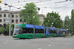 Be 6/8 Flexity 5016, mit einer Teilwerbung für die Securitas, fährt zur Haltestelle der Linie 8 beim Bläsiring. Die Aufnahme stammt vom 29.05.2016.