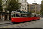 tpc - Oldtimer Tram Be 4/4 729 + Beiwagen B 308 unterwegs in der Stadt Genf am 2024.11.03