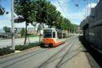 Genve / Genf TPG Tram 12 (ACMV/Dwag/BBC-Be 4/6 834) Bachet de Pesay, Route de Saint-Julien am 8. Juli 1990. 