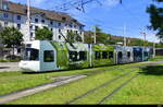 VBZ - Tram Be 5/6 3083 bei der Ausfahrt aus der Haltestelle Milchbuck am 2024.07.14