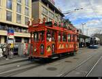 VBZ - Oldtimer Be 2/2  1208 unterwegs als  Märlitram  (Märchentram) unterwegs bei der Haltstelle Bellevue in Zürich am 2024.12.21