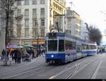 VBZ - Be 4/8 2100 + Be 2/4 2424 unterwegs auf der Linie 7 in Zürich am 2024.12.21