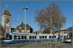 VBZ Tram Be 5/6 N 3055  Cobra  kommt am 27.12.09 von der Walche-Brcke und fhrt am Schweizerischen Landesmuseum vorbei in Richtung Hauptbahnhof.