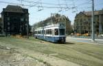 Zrich VBZ Tram 14 (Be 4/6 2002) Schaffhauserstrasse / Irchelstrasse im Juli 1983.