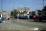 Zrich VBZ Tram 6 (Be 1377) Central im Juli 1983.