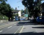 Zrich VBZ Tram 7 (Be 4/6) Seestrasse / Billoweg im August 1986.