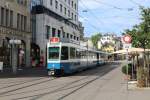 Zürich VBZ Tram 2 (SWP/SIG/BBC Be 4/6 2075) Badenerstrasse / Stauffacherstrasse am 13. Juli 2015.