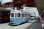 Zürich VBZ Tram 15 (SWS/BBC Be 4/4 1522) Unterstrass, Bucheggplatz im Juli 1983. - Scan von einem Farbnegativ. Film: Kodak Safety Film 5035. Kamera: Minolta XG-1.