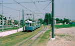 Zürich VBZ Tram 9 (SWS/MFO Be 4/4 1419) Unterstrass, Milchbuck im Juli 1983. - Scan von einem Farbnegativ. Film: Kodak Safety Film 5035. Kamera: Minolta XG-1.