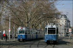 . Unter Bäumen -

Zwei Mirage-Trams begegnen sich nahe dem Bellevue-Platz in Zürich.

09.03.2008 (M)