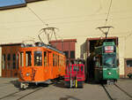 Am 29.10.2009 stehen der Xe 2018 und der Be 4/4 496 auf dem Hof der Hauptwerkstatt.