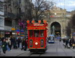 VBZ - Oldtimer Be 2/2 1208 unterwegs als  Märlitram  (Märchentram) unterwegs in der Bahnhofstrasse in Zürich am 2024.12.21