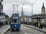 Aktion Pro Sächsitram Zürich (APS).
Rundkurs Bahnhofstrasse-Bellevue-Limmatquai-Central
vom 5. Dezember 2021 mit dem Be 2/2 1019.
Foto: Walter Ruetsch