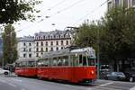 AGMT Association Genevoise du Musée des Tramways: Be 4/4 729 (SWP/Sécheron 1952) + B 308 (FFA 1951), Linie 3 Rive-Plainpalais-Rive-Moillesulaz-Rive, Rond-Point-de-Rive/Cours de Rive, Genf,