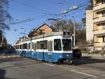 Linie 9 Wagennummer 2062 kurz vor der Haltestelle Seilbahn Rigiblick. Datum: 20. 2. 2021