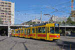 Doppeltraktion, mit dem Be 4/8 249 und dem Be 4/6 227, auf der Linie 17, fährt am 07.09.2024 zur Haltestelle ZOO Basel.