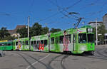 Be 4/6S 661 mit der Werbung für die MUBA 2013, auf der Linie 2, fährt am 18.08.2012 bei der Haltestelle am Bahnhof SBB ein.