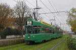 Doppeltraktion, mit den Be 4/4 489 und 498 zusammen mit dem B4S 1505, auf der Linie 2, fährt am 08.11.2024 zur Endstation am Eglisee.