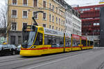 Be 6/10 Tango 168, auf der Linie 10, fährt am 12.02.2024 zur Haltestelle am Bahnhof SBB.