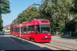 BERNMOBIL Vevey-Tram 734 am 3. August 2018 auf der Linie 6 Richtung Fischermätteli zwischen den Haltestellen Cäcilienstrasse und Pestalozzi. <br>
Aufgrund der Sanierung der Kirchenfeldbrücke ist die Linie 6 derzeit dreigeteilt. Zwischen Worb Dorf und Egghölzli verkehren die Be 4/10 ( Blaue Bähnli ) des RBS, zwischen Egghölzli und Bern Bahnhof verkehren Ersatzbusse auf einer Alternativroute und zwischen Bern Bahnhof und Fischermätteli verkehren meist Vevey-Trams und kurze Combinos - Fahrzeuge, welche seit der Neuordnung des Tramnetzes 2010 nicht mehr planmässig ins Fischermätteli gekommen sind.