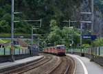 SBB:  GOTTARDO 2016 
Da während den Feierlichkeiten vom 4. und 5. Juni 2016 zwischen Erstfeld und Biasca pro Stunde fünf Personenzüge in beide Richtung unterwegs waren musste der Güterverkehr stark eingeschränkt werden. Zwei der wenigen Güterzüge wurden in Erstfeld und Sisikon (Vierfachtraktion Re 20) am 4. Juni 2016 fotografiert.
Foto: Walter Ruetsch
