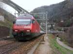 Re 460 054 mit EC nach Milano in der Biaschina am 03.04.2008