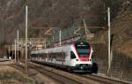 RABe 524 102-1 als S10 (Biasca-Chiasso) bei Biasca 29.2.10