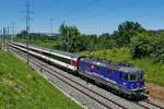 Zwischen Mörschwil und Goldach hat Re 421 394-8 die Wagen des EC 195, Zürich - München , am Haken (07.07.2020).