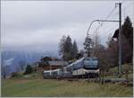 Kurz nach Les Avants ist die MOB Ge 4/4 8004 mit dem MOB/BLS GoldenPass Express GPX 4064 von Interlaken Ost nach Montreux unterwegs.