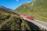 Am 16.07.2022 ist MGB Deh 4/4 23 unterwegs mit über den Oberalp und konnte hier beim Nätschen aufgenommen werden